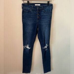 Hollister Ripped skinny jeans with buttons